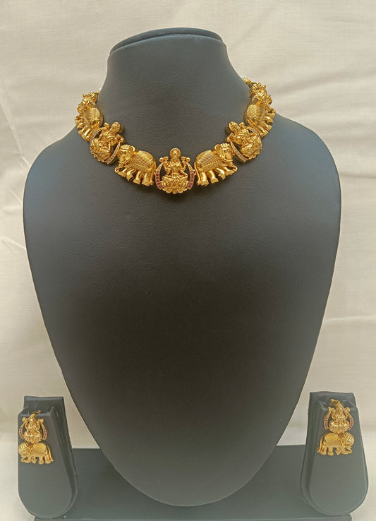 ✨ Lakshmi & Elephant Choker Necklace Set ✨